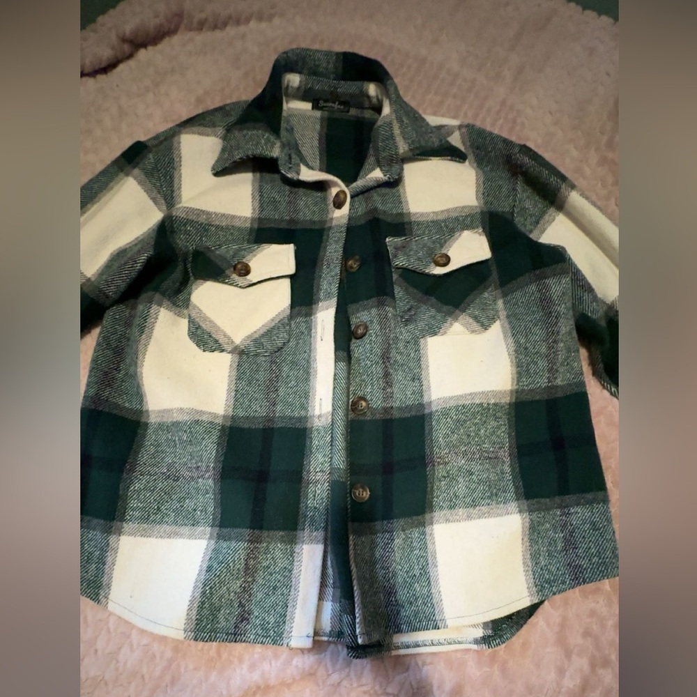 Green n White Plaid Shacket